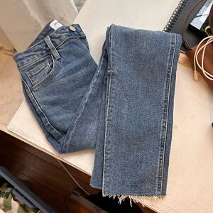 JUST BLACK DENIM SIDE-SLIT STRAIGHT HIGH RISE JEANS- NWOT